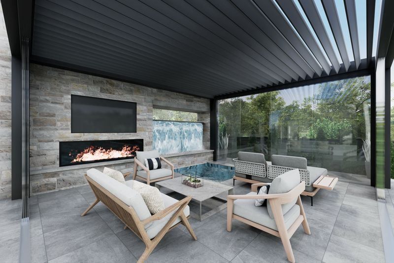 House Blueprint - Exterior - Outdoor Living 10 for Modern House Plan #1087-1 - 4 bed, 3.5 bath