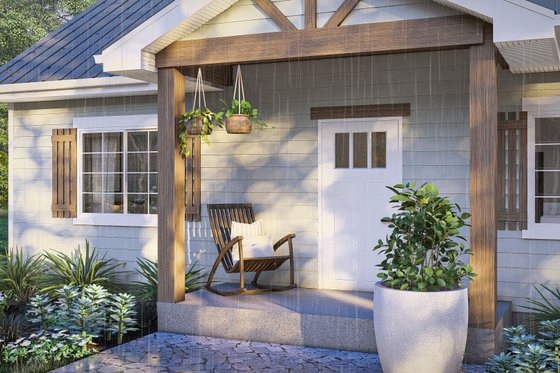 Exterior - Covered Porch for Traditional House Plan #455-468 - 2 bed, 1 bath