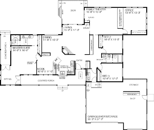 House Design - Ranch Floor Plan - Main Floor Plan #60-214
