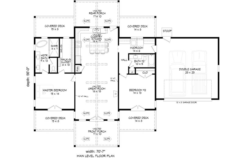 Home Plan - Floor Plan - Main Floor for Country House Plan #932-1439 - 2 bed, 2 bath