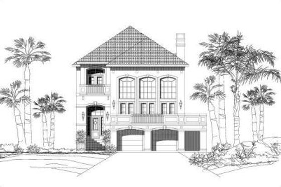 Exterior - Front Elevation for Mediterranean House Plan #411-240 - 3 bed, 3 bath