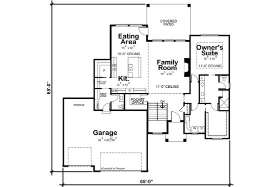 Floor Plan - Main Floor for Contemporary House Plan #20-2461 - 3 bed, 2.5 bath
