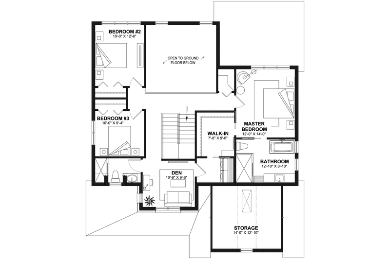 Architectural House Design - Floor Plan - Upper Floor for Farmhouse House Plan #23-2788 - 3 bed, 2.5 bath