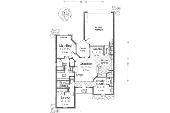 Floor Plan - Main Floor for European House Plan #310-284 - 3 bed, 2 bath