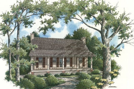 Exterior - Rear Elevation for Cabin House Plan #45-335 - 2 bed, 2 bath