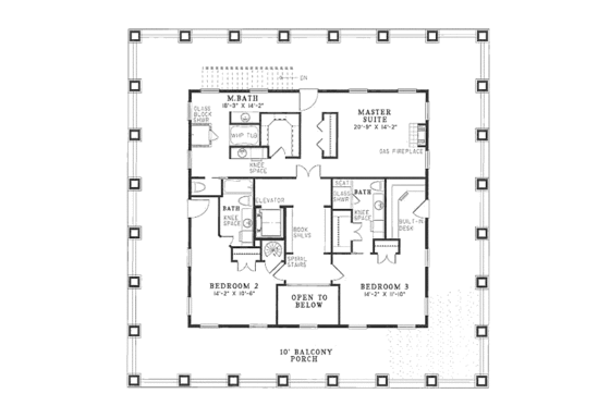 Floor Plan - Upper Floor for Southern House Plan #17-280 - 5 bed, 5.5 bath