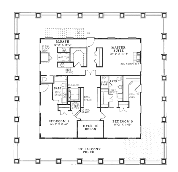 Architectural House Design - Southern Floor Plan - Upper Floor Plan #17-280