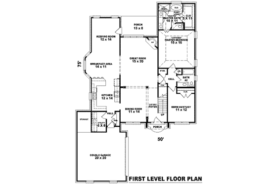 Floor Plan - Main Floor for European House Plan #81-1059 - 3 bed, 3 bath