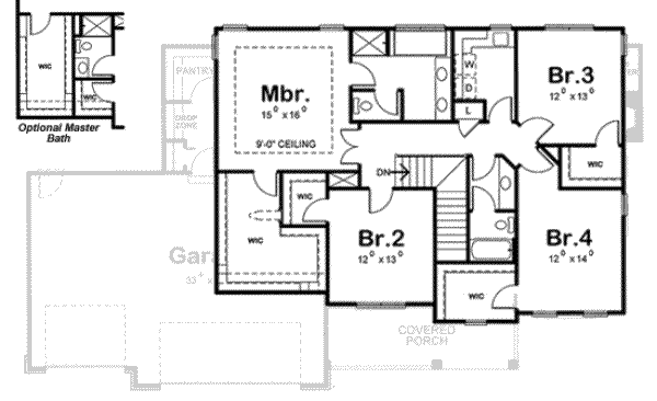 Architectural House Design - Traditional Floor Plan - Upper Floor Plan #20-1764