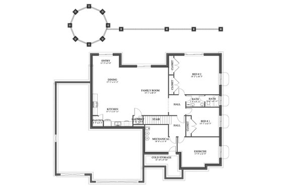 Floor Plan - Lower Floor for Craftsman House Plan #1060-265 - 3 bed, 2.5 bath