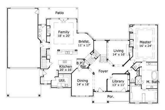 Floor Plan - Main Floor for European House Plan #411-779 - 5 bed, 4.5 bath