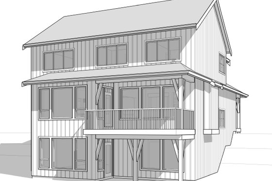 Exterior - Rear Elevation 2 for Farmhouse House Plan #1114-14 - 4 bed, 2.5 bath