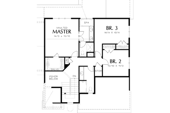 Floor Plan - Upper Floor for Craftsman House Plan #48-390 - 3 bed, 3 bath
