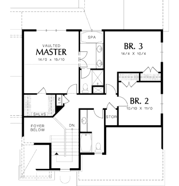 Dream House Plan - Craftsman Floor Plan - Upper Floor Plan #48-390