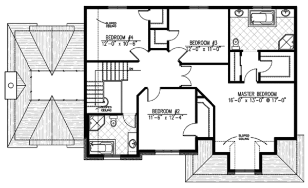 European Floor Plan - Upper Floor Plan #138-305