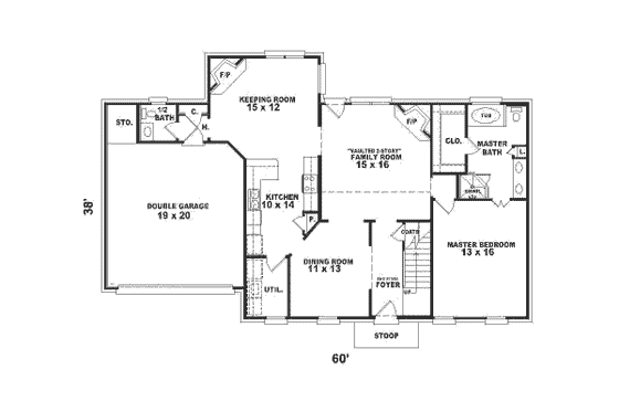 Floor Plan - Main Floor for Colonial House Plan #81-205 - 4 bed, 3.5 bath