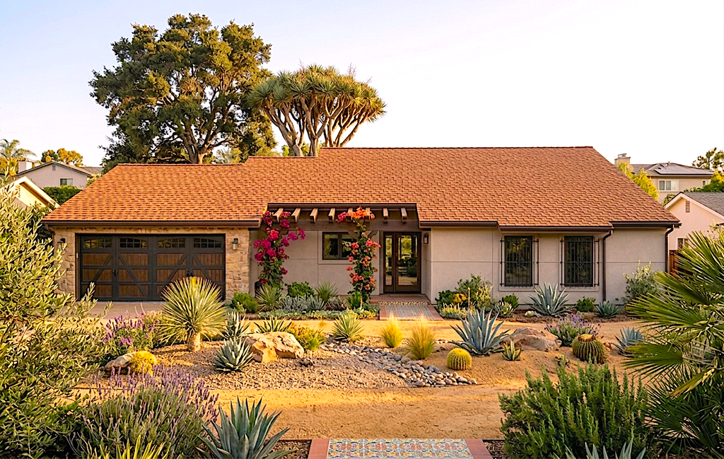 Exterior - Front Elevation 2 for Adobe / Southwestern House Plan #30-257 - 3 bed, 2 bath
