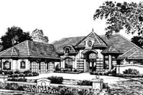 Exterior - Front Elevation for European House Plan #135-121 - 4 bed, 4 bath