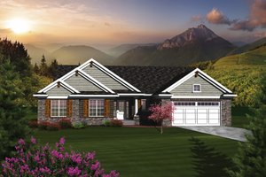 Ranch Exterior - Front Elevation Plan #70-1077
