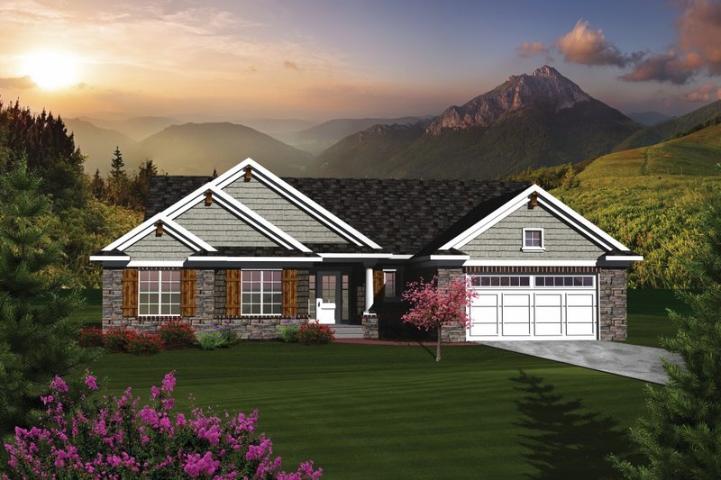 Home Plan - Ranch Exterior - Front Elevation Plan #70-1077