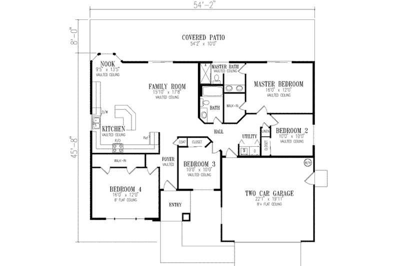 House Plan Design - Floor Plan - Main Floor for Adobe / Southwestern House Plan #1-328 - 4 bed, 2 bath