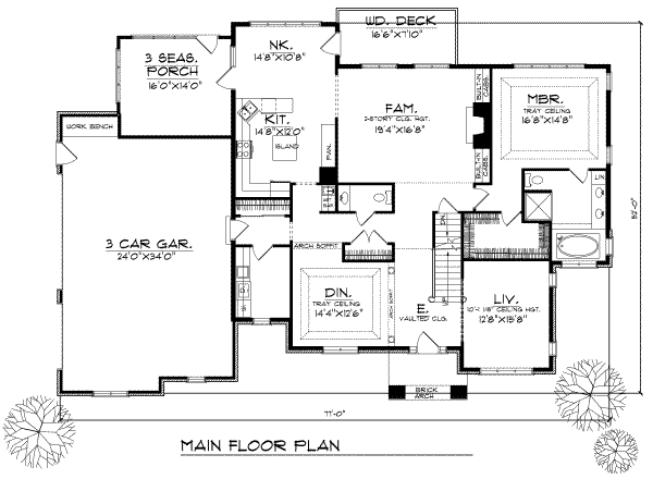Home Plan - Traditional Floor Plan - Main Floor Plan #70-443