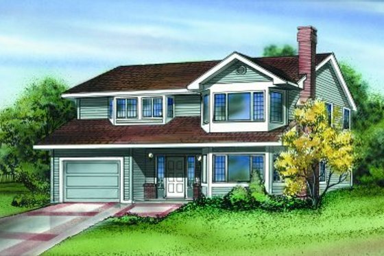 Exterior - Front Elevation for Traditional House Plan #47-145 - 3 bed, 2 bath