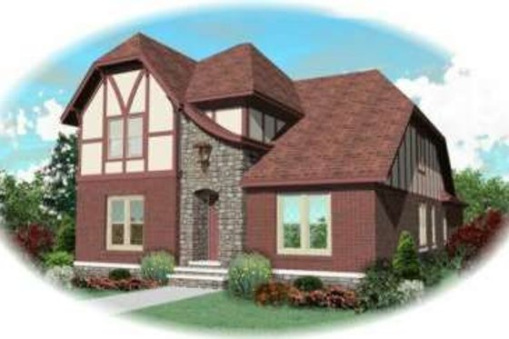 Exterior - Front Elevation for Tudor House Plan #81-424 - 3 bed, 3 bath