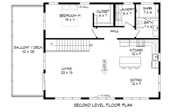 Floor Plan - Upper Floor for Contemporary House Plan #932-299 - 1 bed, 1.5 bath