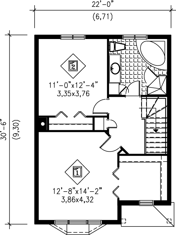 European Floor Plan - Upper Floor Plan #25-2067