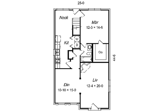 Floor Plan - Main Floor for Colonial House Plan #329-210 - 3 bed, 2 bath