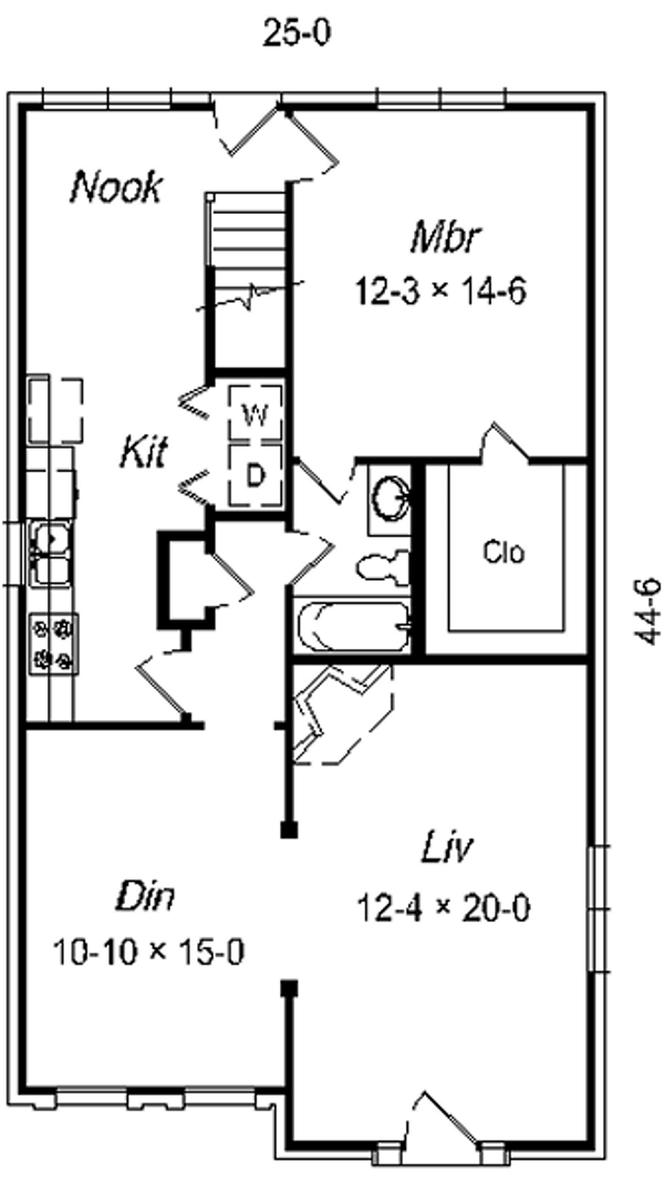 Floor Plan - Main Floor for Colonial House Plan #329-210 - 3 bed, 2 bath