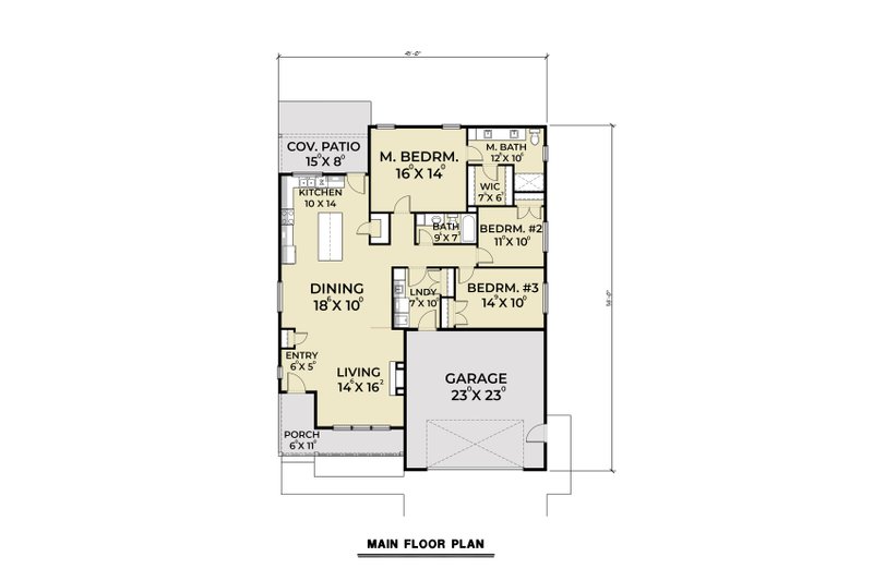 Dream House Plan - Floor Plan - Main Floor for Craftsman House Plan #1070-98 - 3 bed, 2 bath