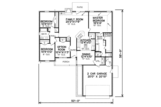 Floor Plan - Main Floor for Traditional House Plan #65-311 - 3 bed, 2 bath