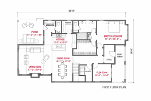 Floor Plan - Main Floor for Farmhouse House Plan #1079-4 - 4 bed, 2.5 bath