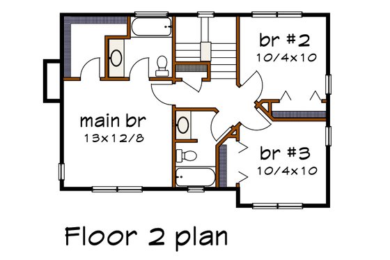 Floor Plan - Upper Floor for Farmhouse House Plan #79-189 - 3 bed, 2.5 bath