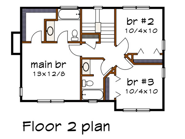 Country Floor Plan - Upper Floor Plan #79-189