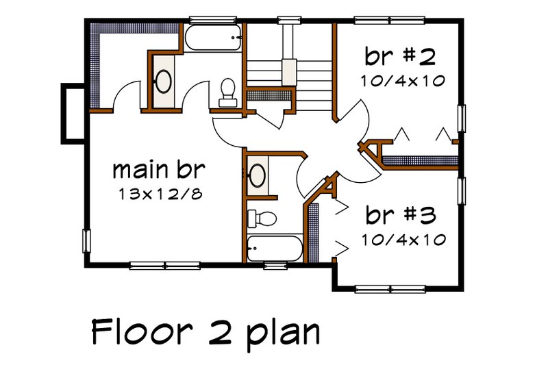 Dream House Plan - Floor Plan - Upper Floor for Farmhouse House Plan #79-189 - 3 bed, 2.5 bath