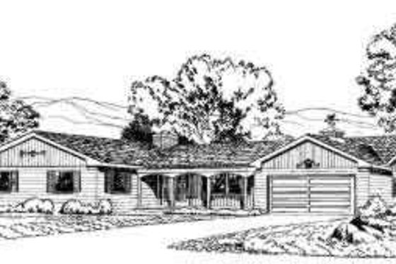 Exterior - Front Elevation for Ranch House Plan #312-563 - 3 bed, 2 bath