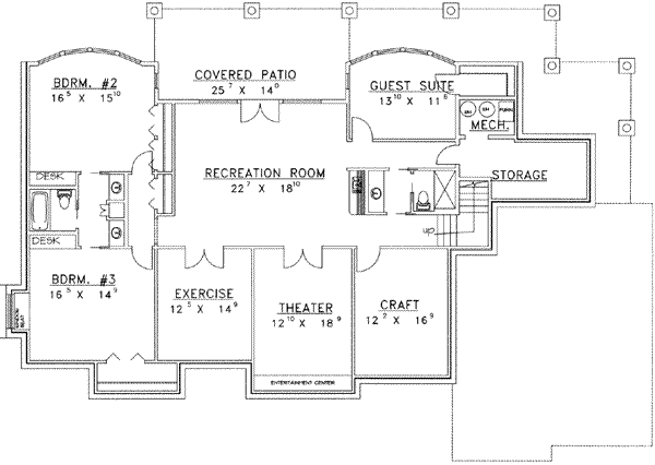 House Plan Design - Modern Floor Plan - Lower Floor Plan #117-457