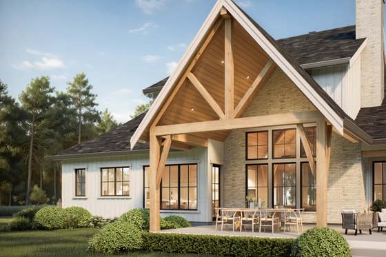 Exterior - Rear Elevation for Farmhouse House Plan #1114-11 - 4 bed, 3.5 bath