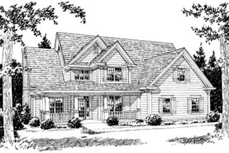 Dream House Plan - Farmhouse Exterior - Front Elevation Plan #20-381