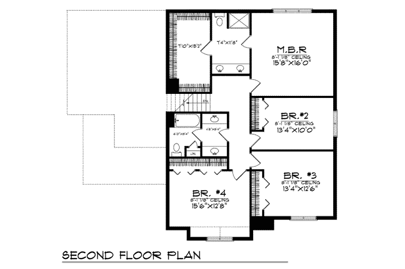 Home Plan - Floor Plan - Upper Floor for Traditional House Plan #70-381 - 4 bed, 2.5 bath