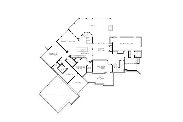 House Blueprint - Craftsman Floor Plan - Lower Floor Plan #54-519