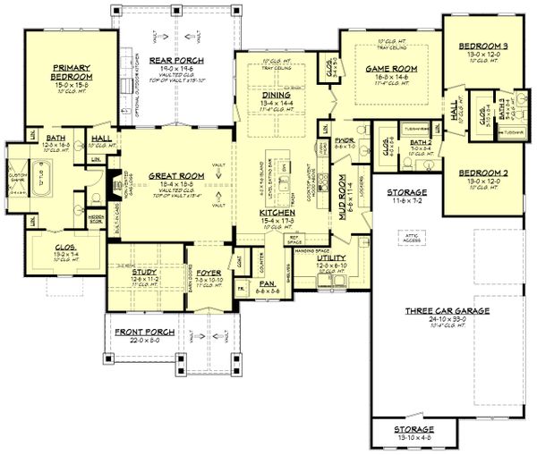 House Blueprint - Ranch Floor Plan - Main Floor Plan #430-242
