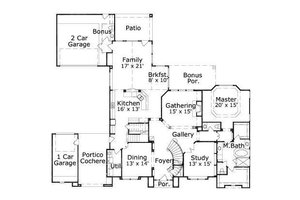 Floor Plan - Main Floor for European House Plan #411-211 - 4 bed, 3 bath