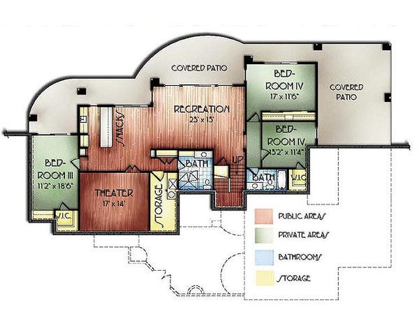 Adobe / Southwestern Floor Plan - Lower Floor Plan #24-278