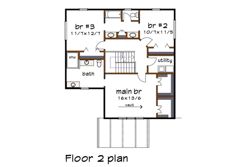 House Plan Design - Floor Plan - Upper Floor for Modern House Plan #79-367 - 3 bed, 2.5 bath