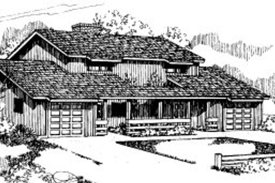 Exterior - Front Elevation for Traditional House Plan #303-249 - 3 bed, 2 bath