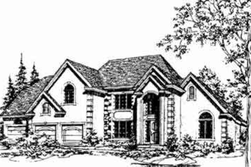 European Style House Plan - 4 Beds 4 Baths 2988 Sq/Ft Plan #405-106